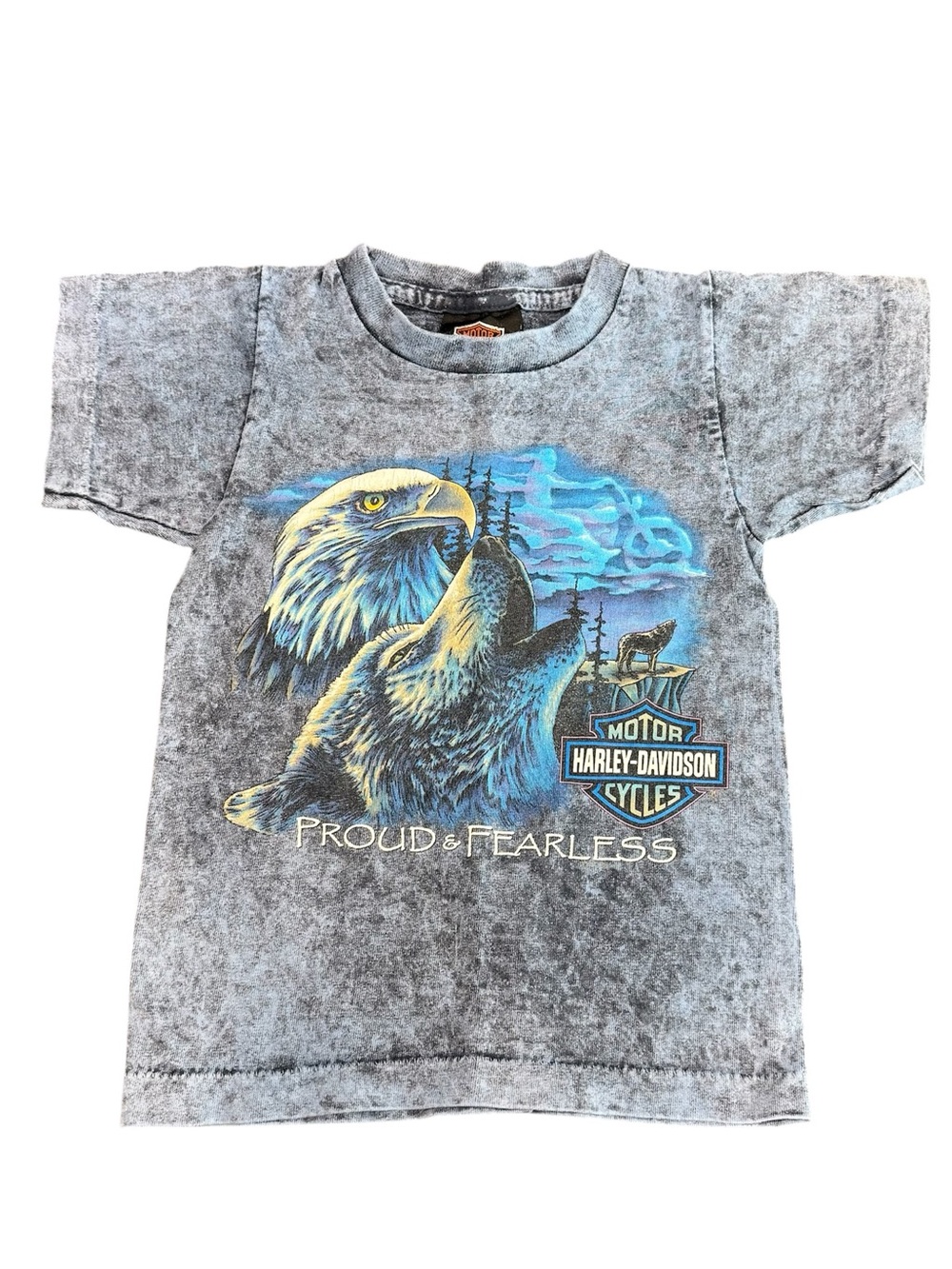 Vintage Harley Davidson Proud & Fearless t shirt toddler 2-4 90s eagle wolf